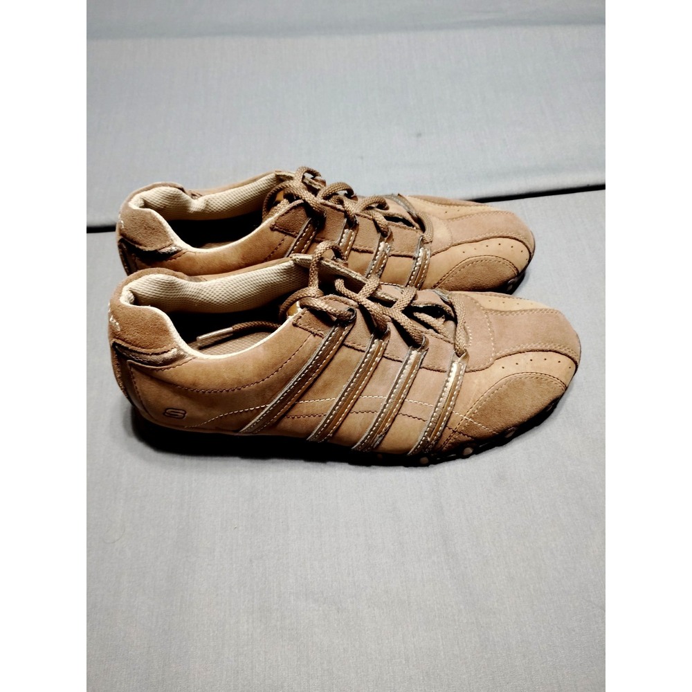 Skechers Bikers Patroller Women 8.5 46071 Leather Suede Lace-Up Walking Shoes